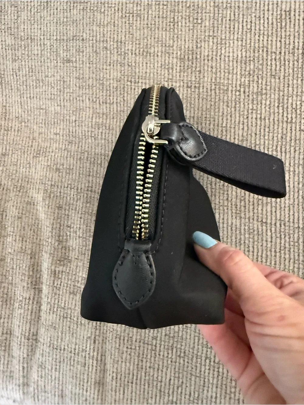 kate spade black zip cosmetic pouch with wristlet